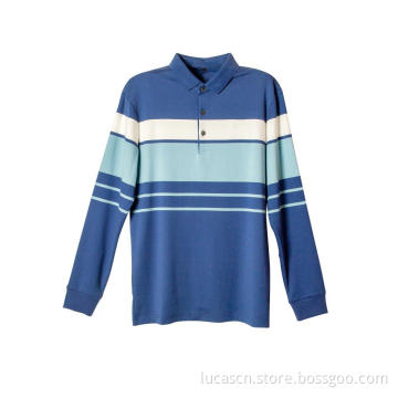Men's Long Sleeve Strip Polo Shirt